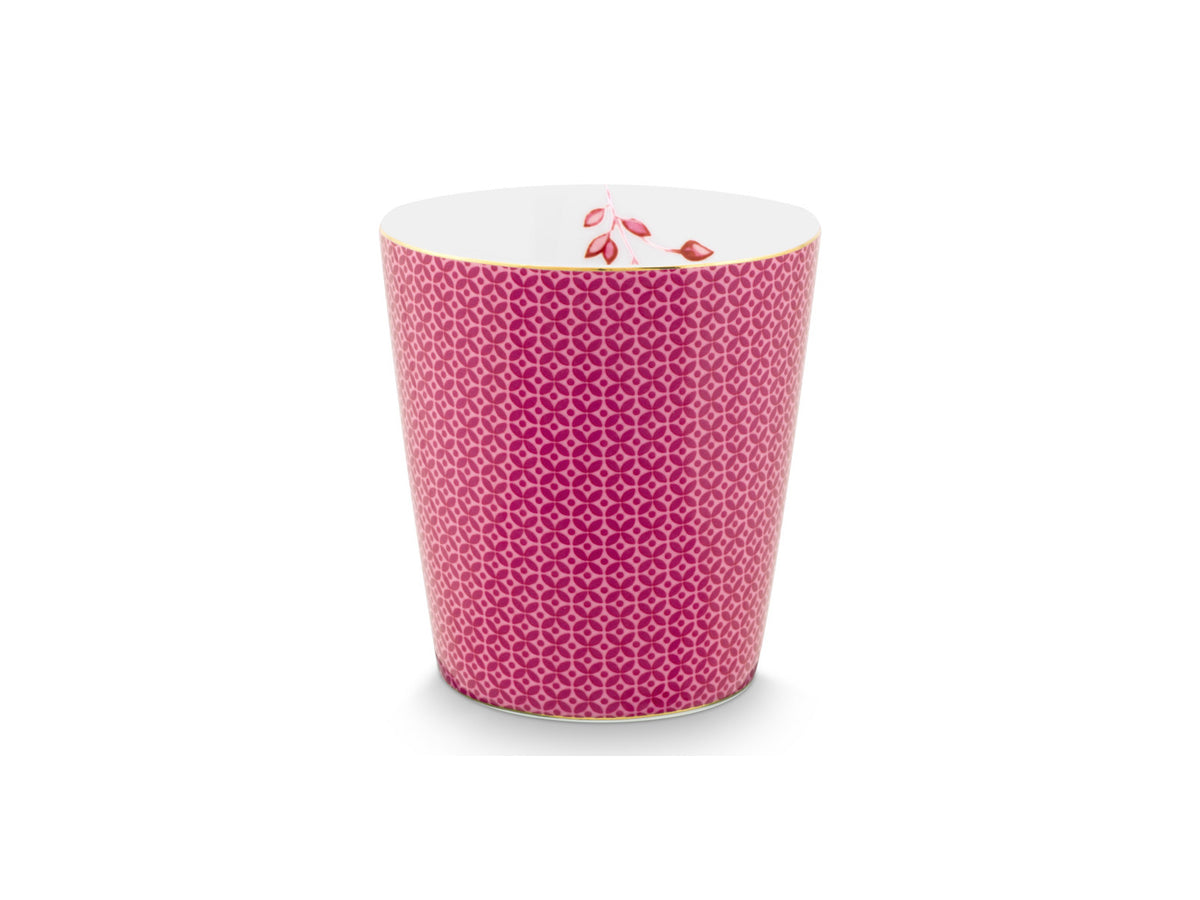 PIP STUDIO Royal Tiles Becher & Teebeutelablage Set dunkelpink 230 ml Freisteller