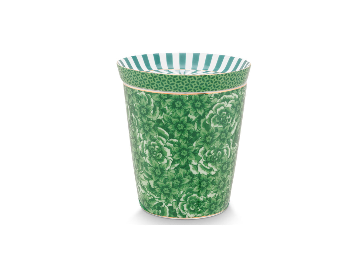 PIP STUDIO Royal Flower Becher & Teebeutelablage Set grün 230 ml Freisteller