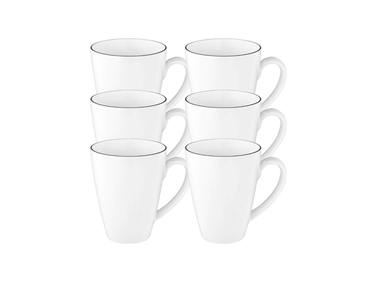 Seltmann Weiden Lido Black Line Becher m. Henkel Tambel 0,35l Set6
