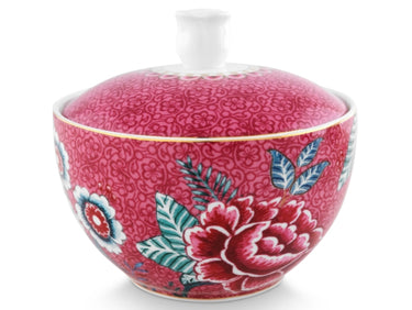 PIP STUDIO Flower Festival Zuckerdose Dark Pink 0,3 l