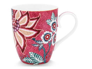 PIP STUDIO Flower Festival Henkelbecher dark pink 350 ml