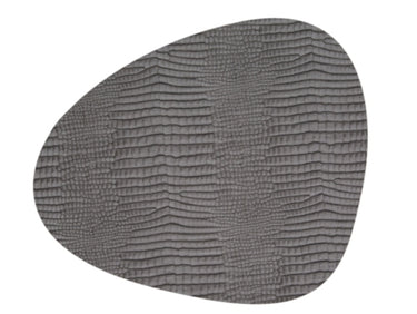 LIND DNA CROCO Tischset Curve L silver-black 37 x 44 cm