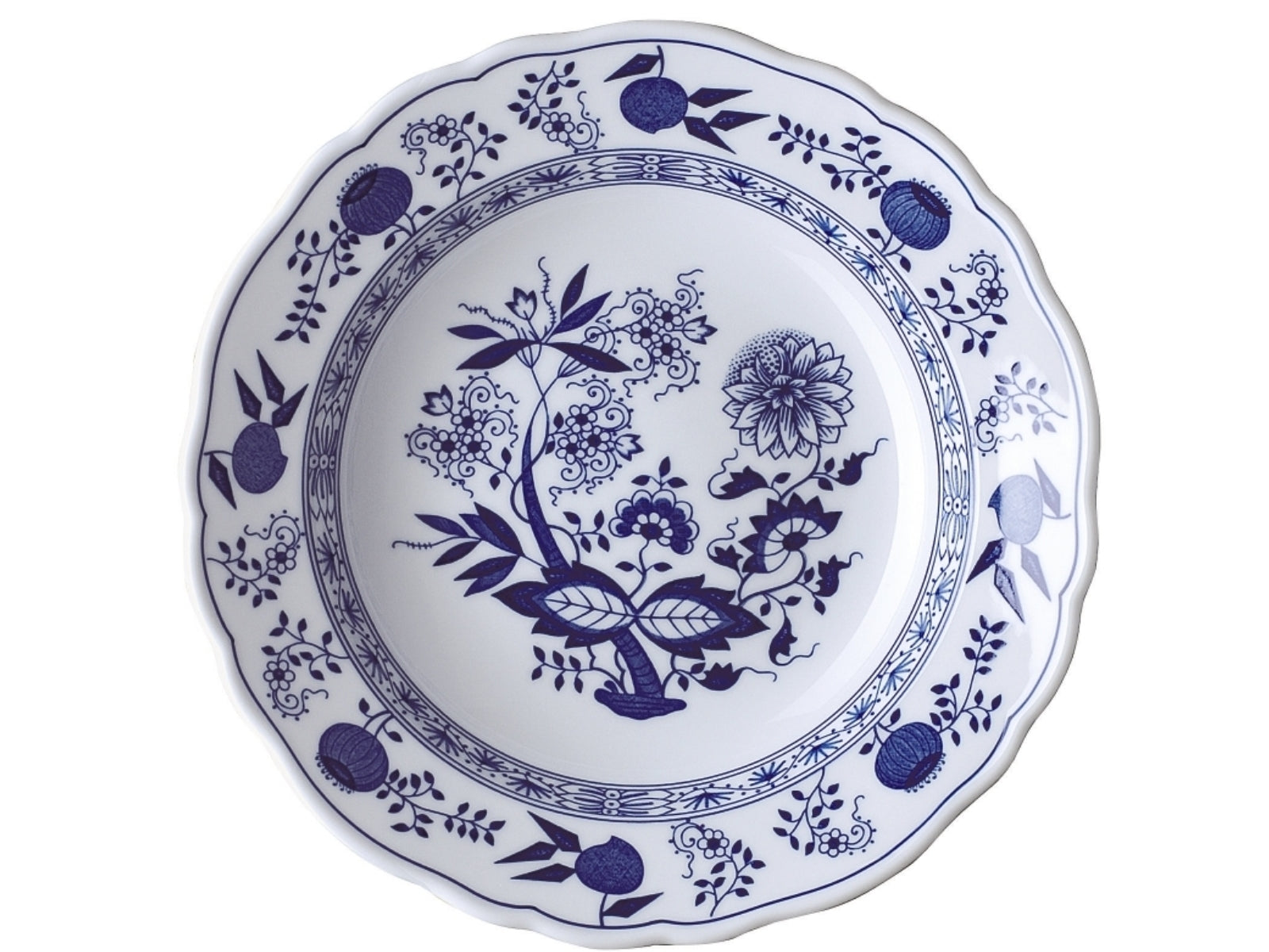 Hutschenreuther Blau Zwiebelmuster Suppenteller m. Fahne 23 cm