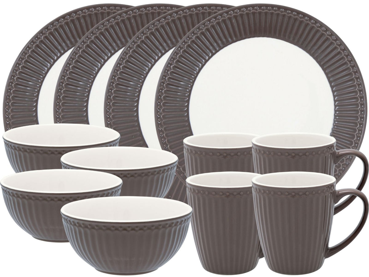 Greengate Alice Frühstücksset dark chocolate 12tlg