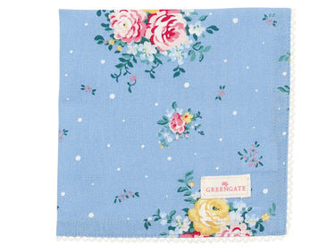 Greengate Laura Stoffserv. mit Spitze dusty blue 40 x 40 cm