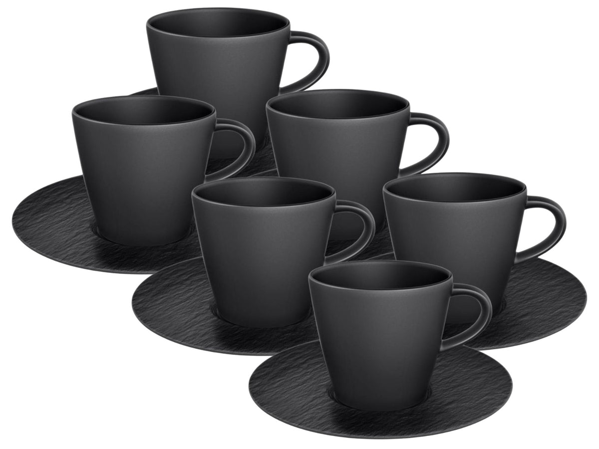 Villeroy & Boch Manufacture Rock Kaffeetasse mit Untertasse Set6 Freisteller