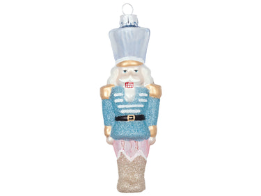 Greengate Anhänger Glas Nussknacker pale blue glitter large 15cm Freisteller 1