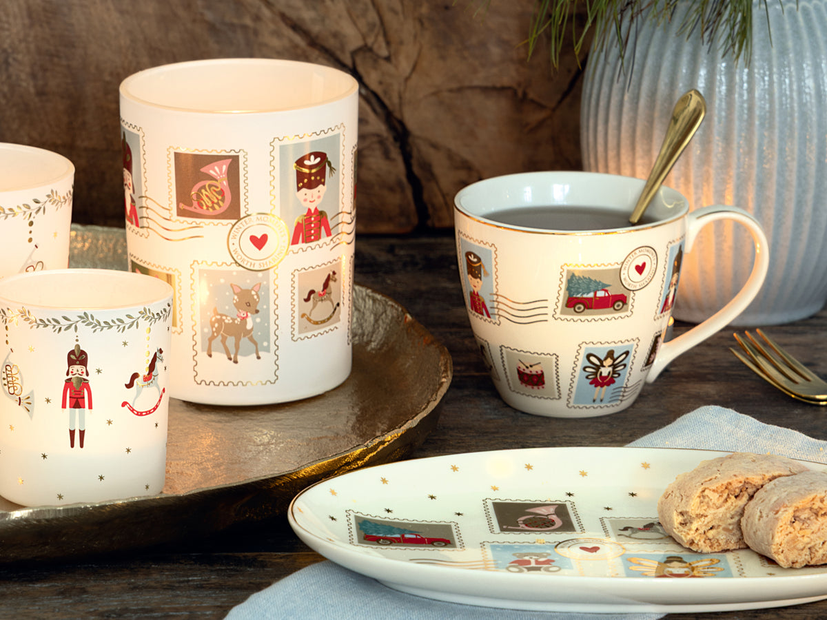 Greengate Xmas letter Stoffserviette mit Spitze white 40x40cm Lifestyle 3