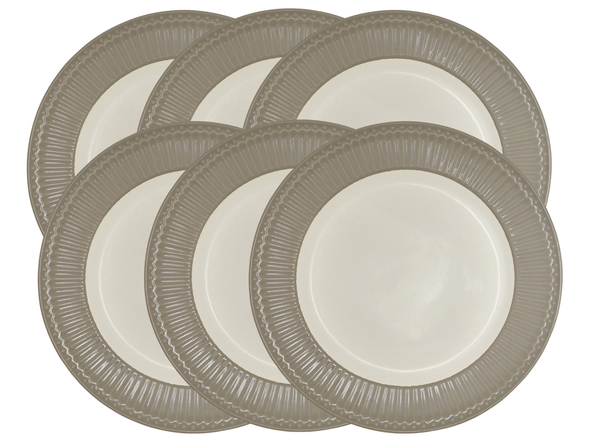 Greengate Alice Speiseteller warm grey 26,5 cm Set6 Freisteller