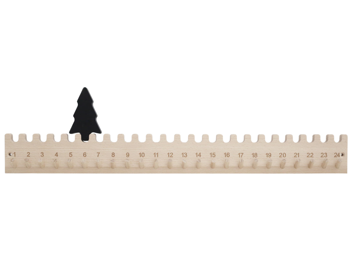 Eulenschnitt Adventskalender aus Buche Tanne 55cm Freisteller 1