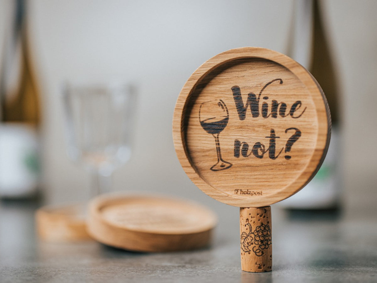 holzpost Untersetzer Wine not Eiche 11,2cm Lifestyle 4