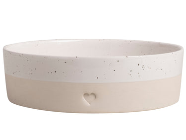 Eulenschnitt Schale Herz beige 27cm Freisteller 1