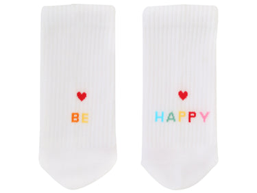 Eulenschnitt Socken be happy weiß M Gr.39-42 Freisteller 1