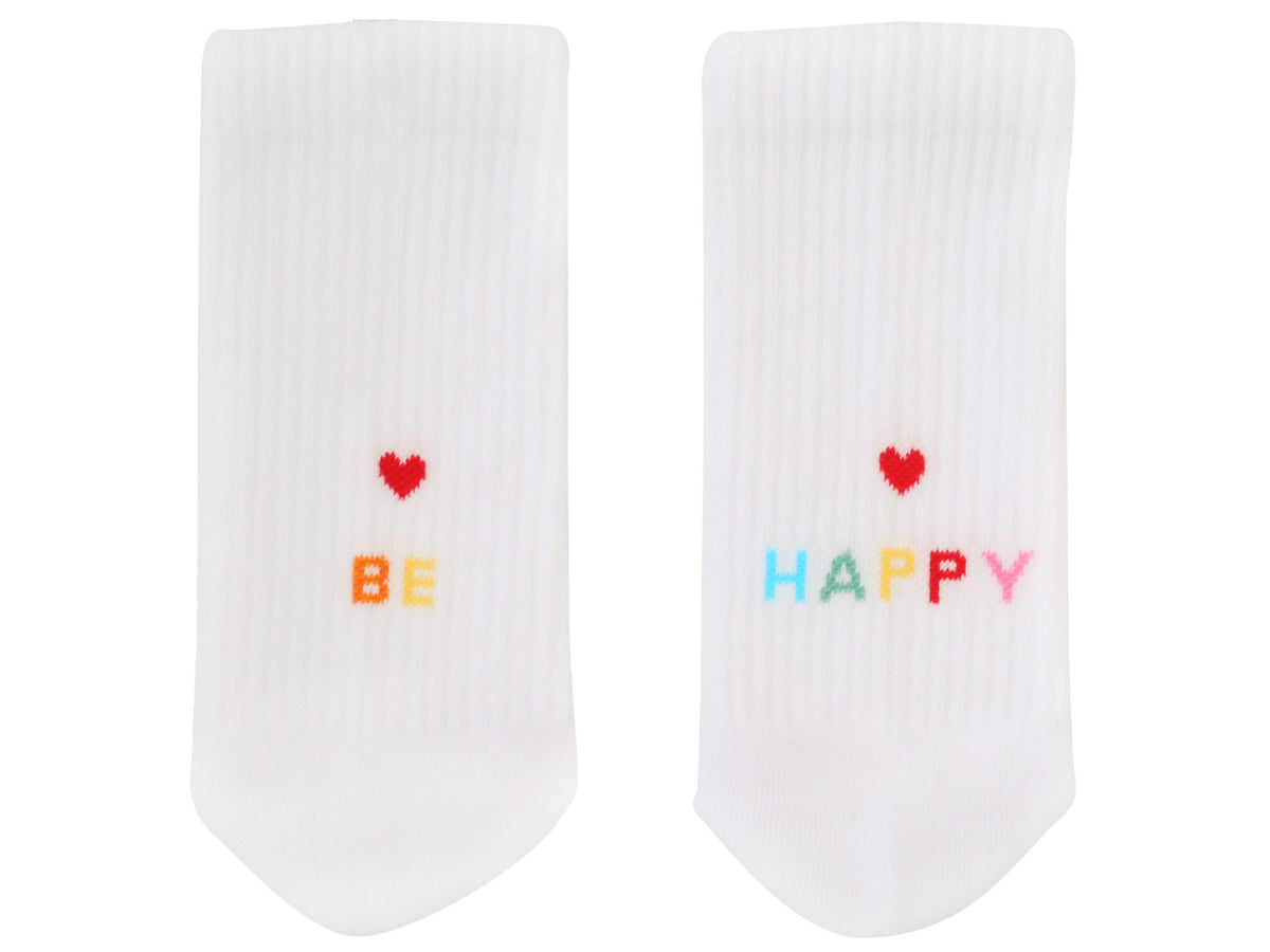 Eulenschnitt Socken be happy weiß M Gr.39-42 Freisteller 1