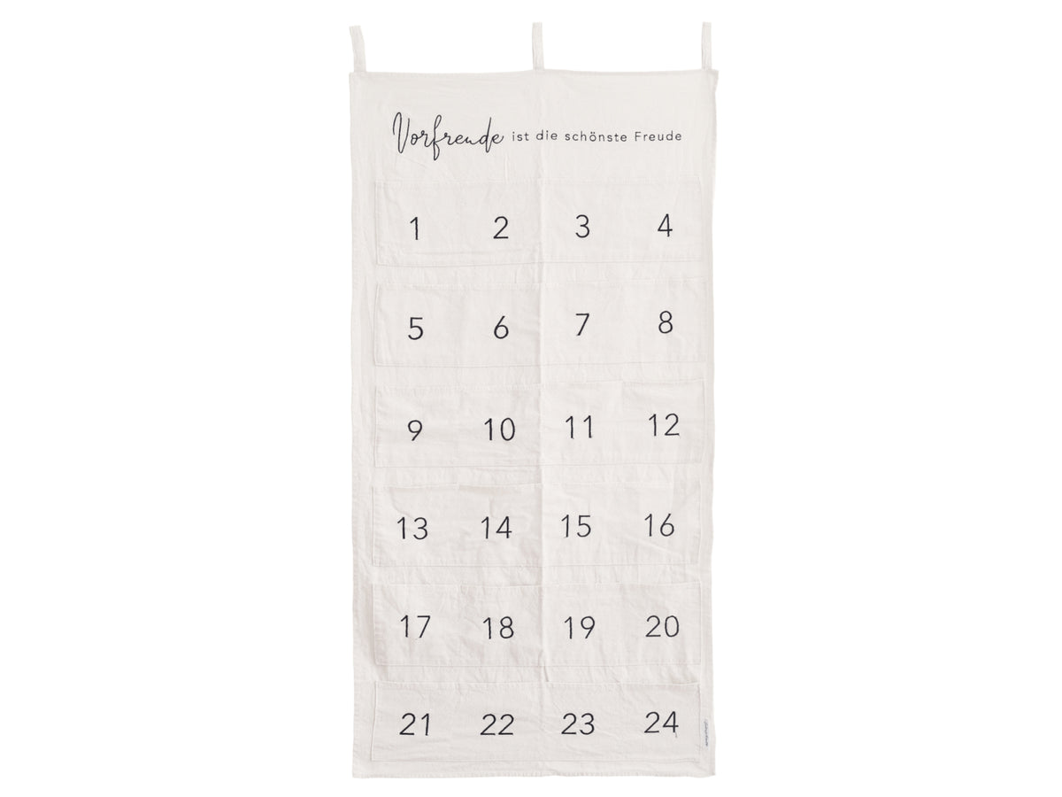 Eulenschnitt Adventskalender Vorfreude beige 120x60cm Freisteller 1