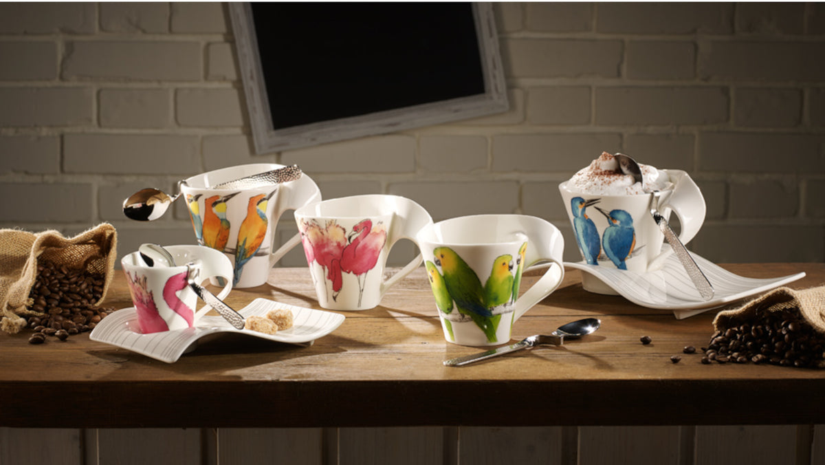 Villeroy & Boch New Wave Caffe Becher m. Henkel Braunwangensittich Lifestyle
