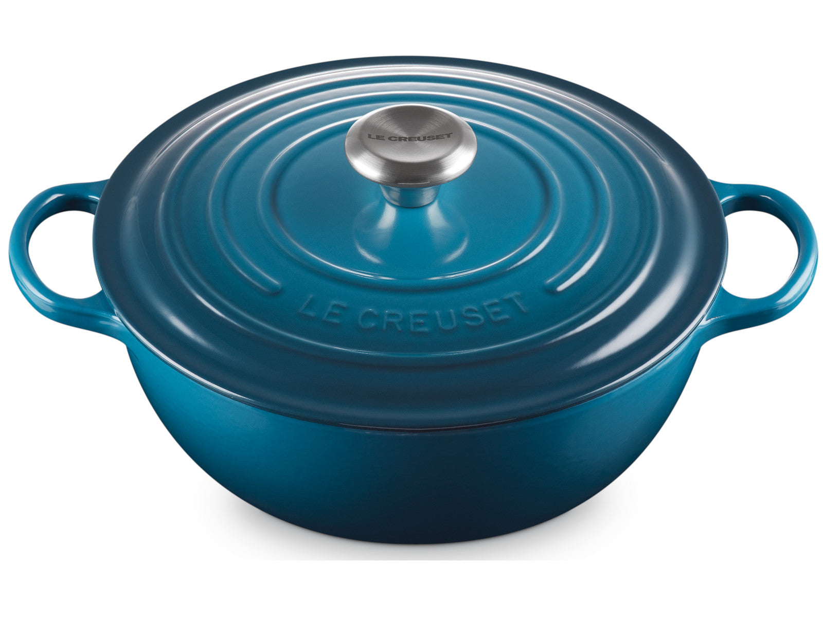 Le Creuset Bräter La Marmite Signature rund deep teal 27,5cm Freisteller 2