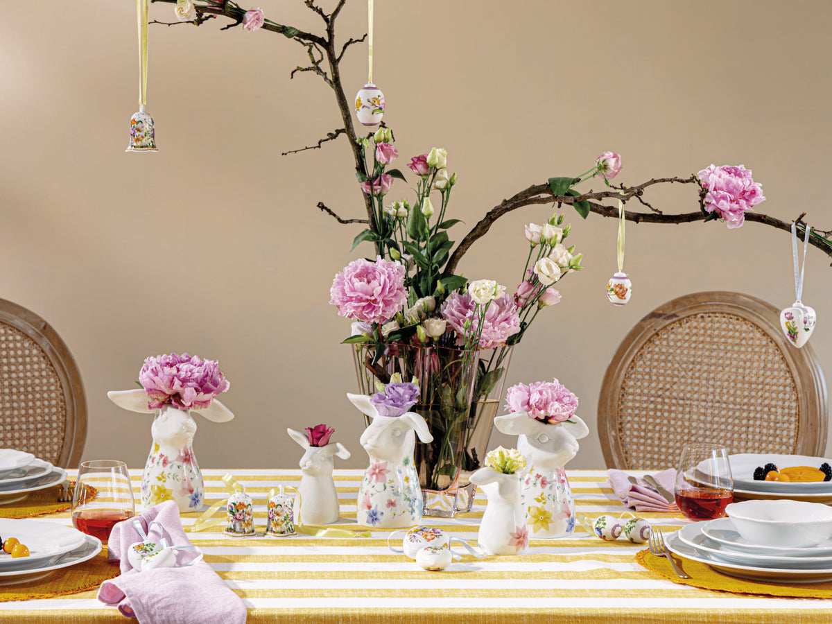 Hutschenreuther Frühlingsgrüsse Blumenwiese Hasen-Vase 11cm – Tischideen & Ambiente