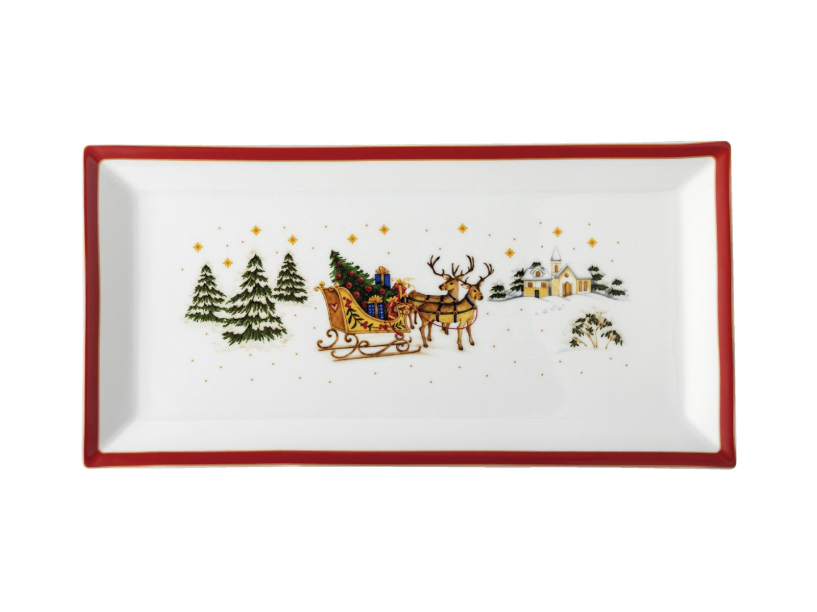 Hutschenreuther Happy Wintertime Red Platte eckig 36cm Freisteller