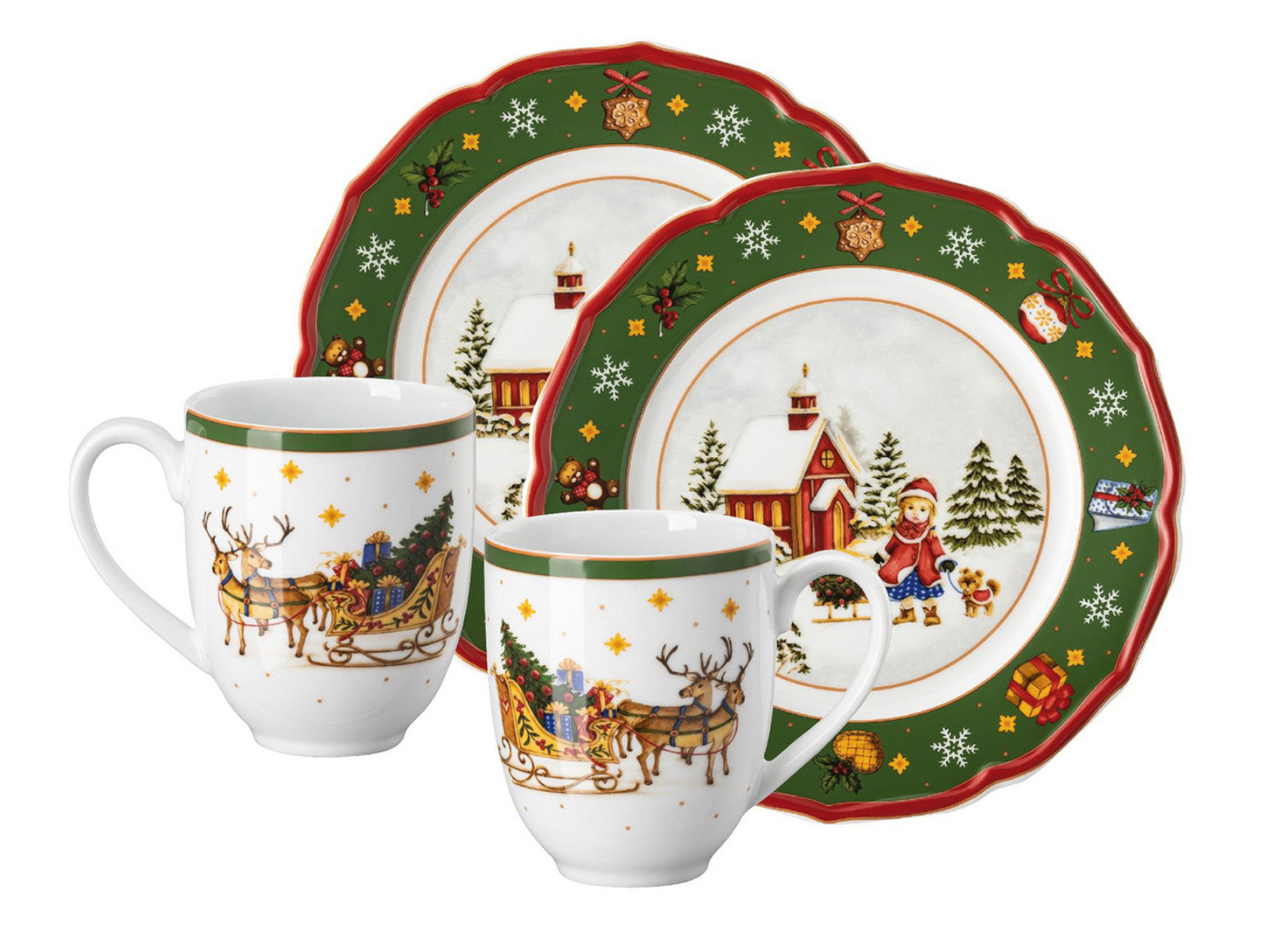 Hutschenreuther Happy Wintertime Green Set 4tlg Freisteller