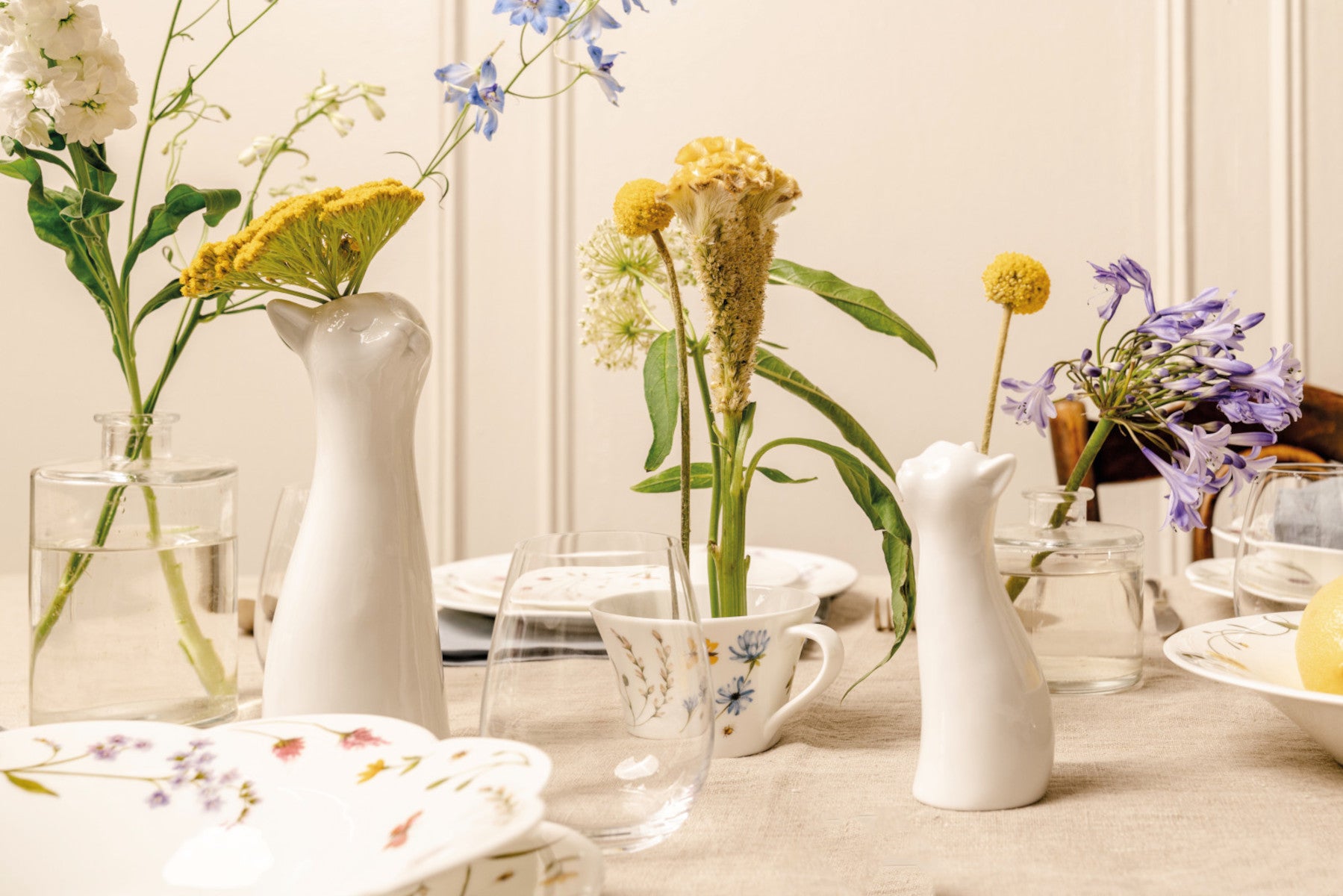 Hutschenreuther Vaso Gatto In Porcellana Bianca 14 Cm - Eleganza Primaverile