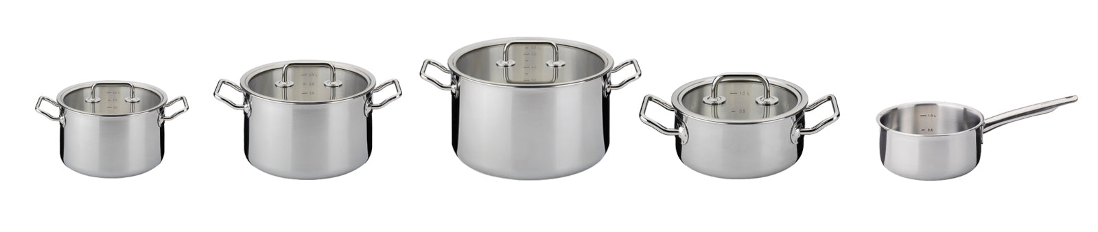 Spring BRIGADE BASIC Topfset 5teilig mit Glasdeckel Freisteller