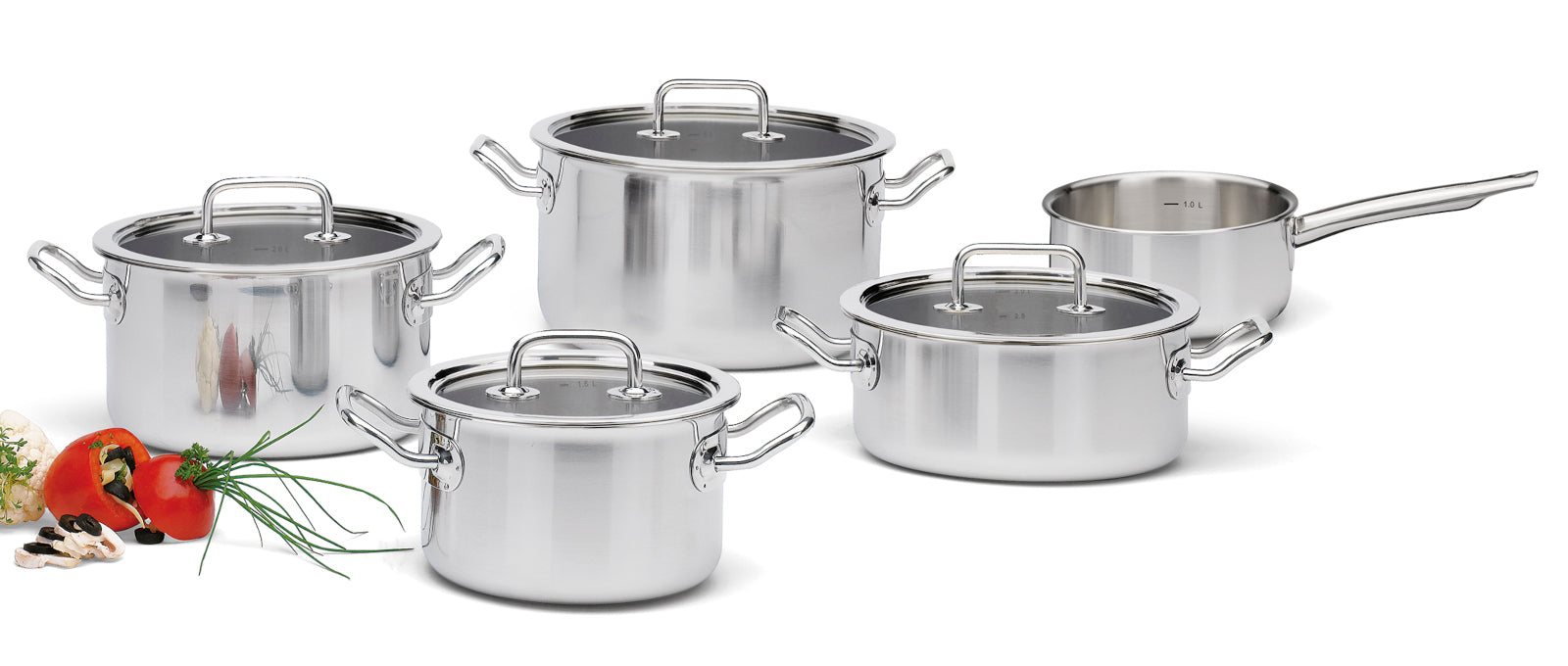 Spring BRIGADE BASIC Topfset 5teilig mit Glasdeckel Freisteller