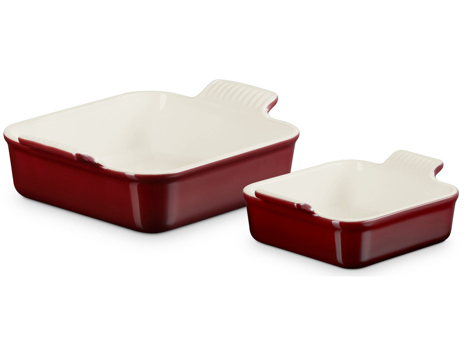 Le Creuset Auflaufform Tradition quadratisch garnet 2tlg Freisteller 1