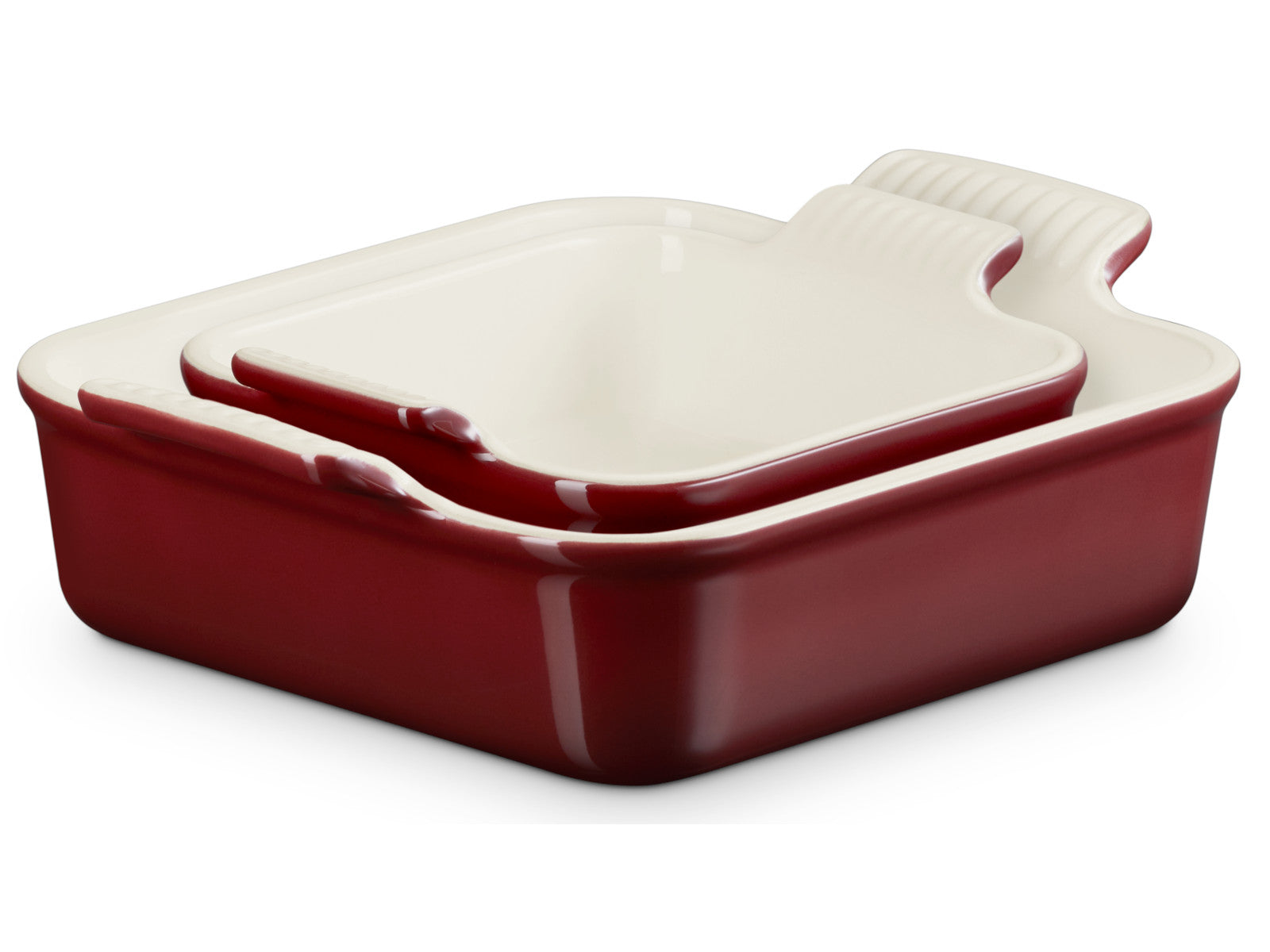 Le Creuset Auflaufform Tradition quadratisch garnet 2tlg Freisteller 2