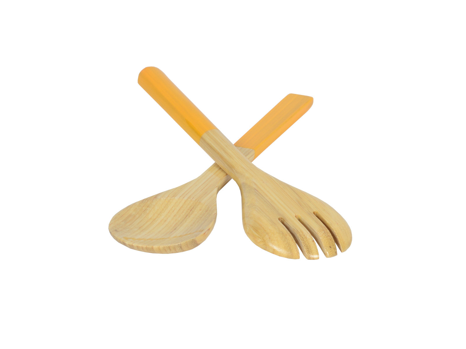 albert L. (punkt) Bambus Salatbesteck gelb 2tlg Freisteller 