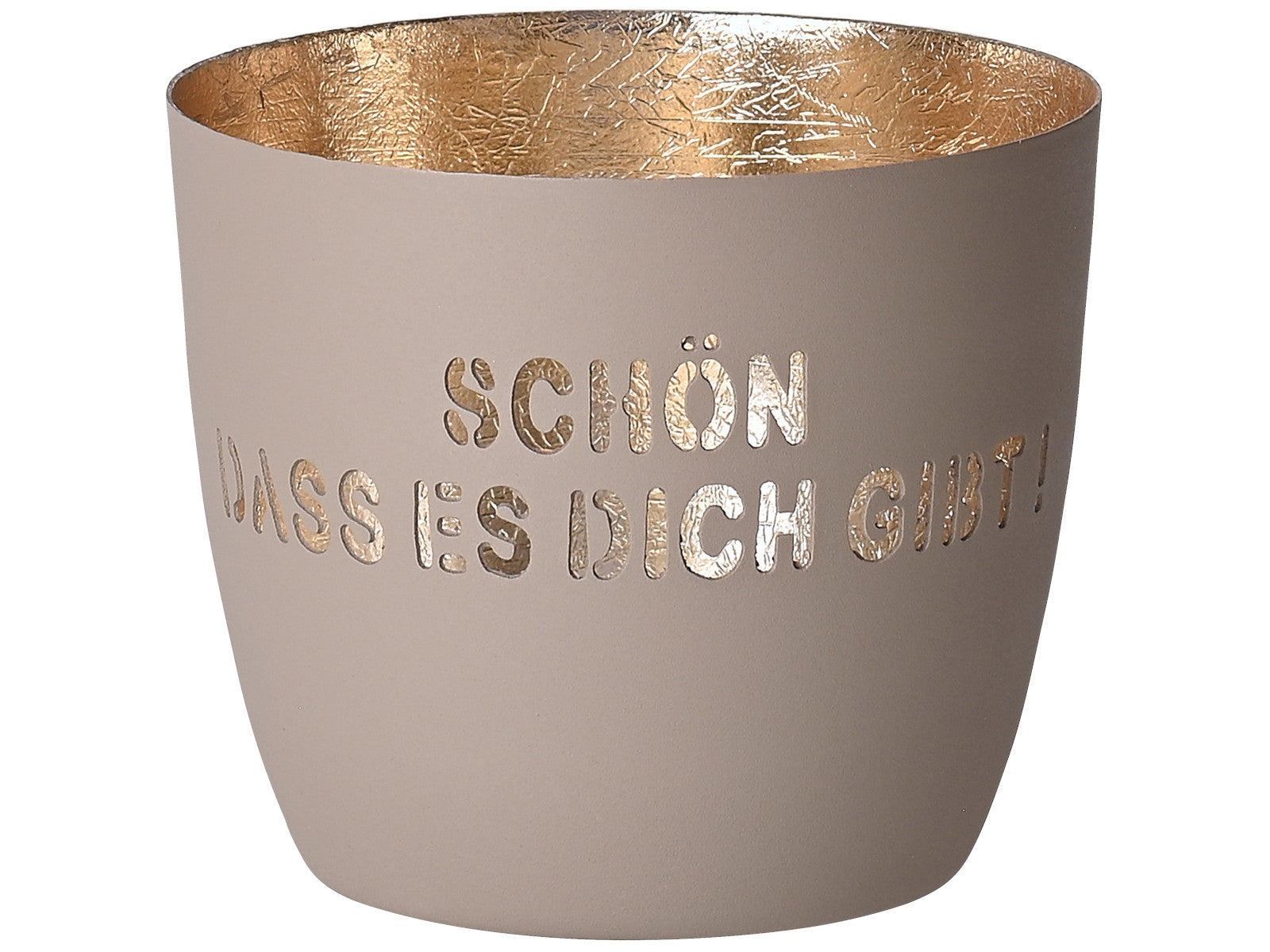 Giftcompany Madras Windlicht M Schön dass es Dich gibt sandstone/gold 8,5cm Freisteller 1