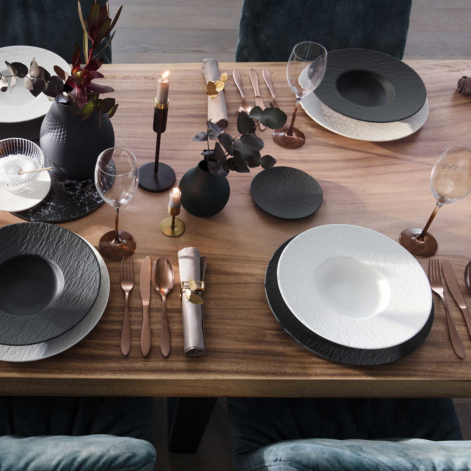 Villeroy & Boch Manufacture Rock blanc Tellerset 6tlg Lifestyle 2