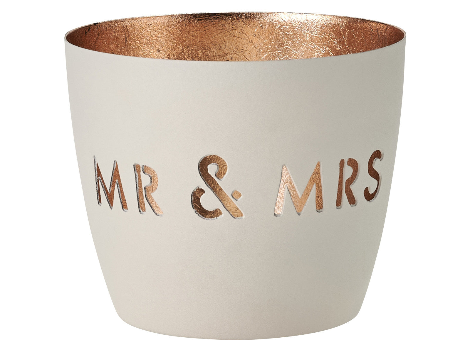 Giftcompany Madras Windlicht M Mr & Mrs weiß/gold 8,5cm Freisteller 1