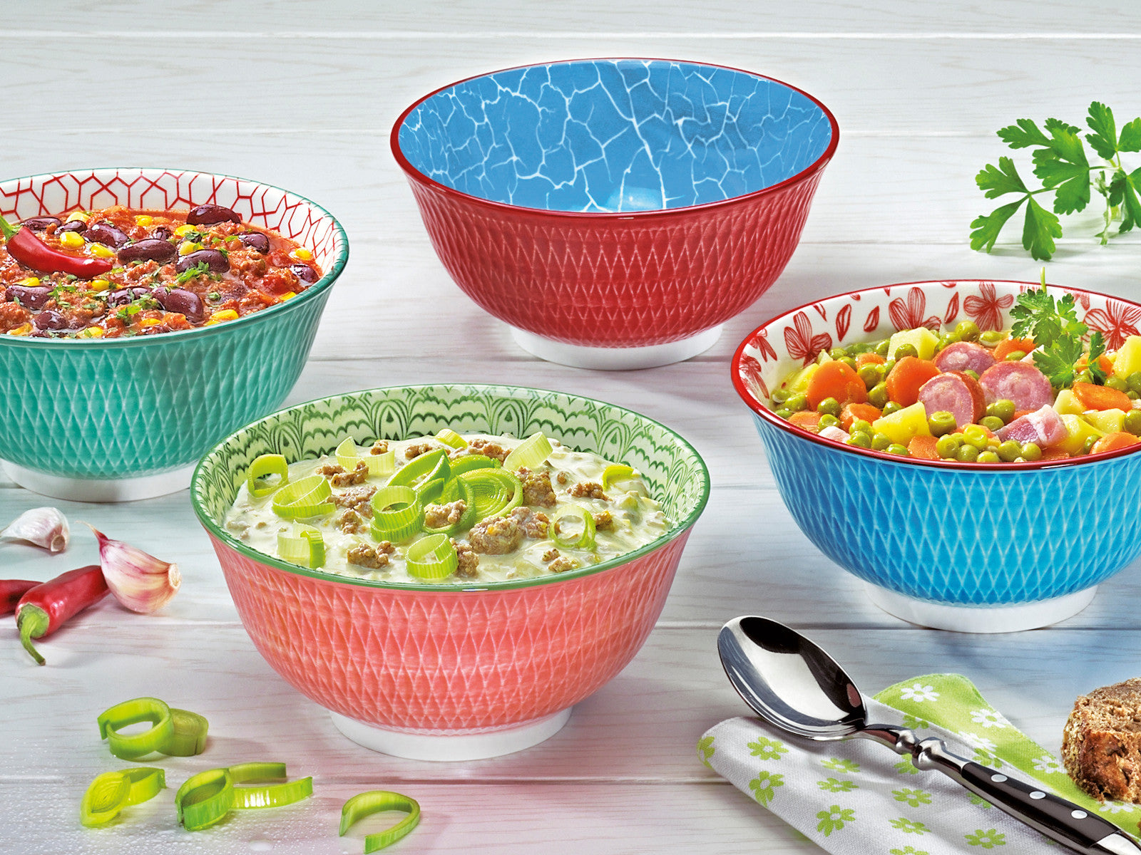 Cilio AMICI Bowl Rauten türkis 18 cm Lifestyle 