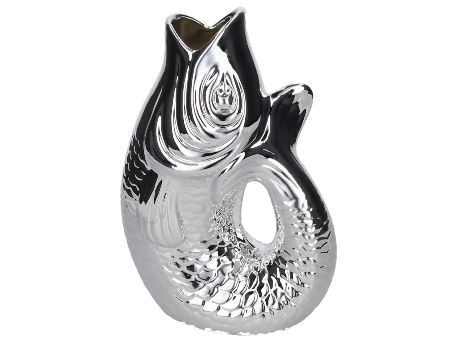 Giftcompany Monsieur Carafon Vase / Karaffe Fisch L silber 2,7l Freisteller 1