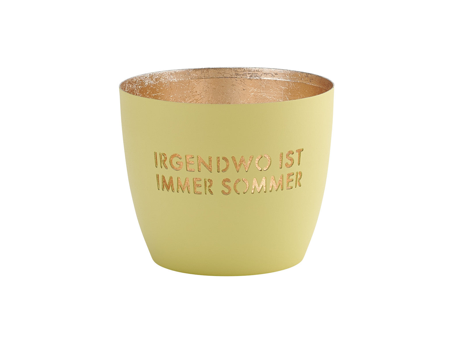 Giftcompany Madars Windlicht M Irgendwo ist immer Sommer pastellgelb/gold 8,5cm Freisteller 1