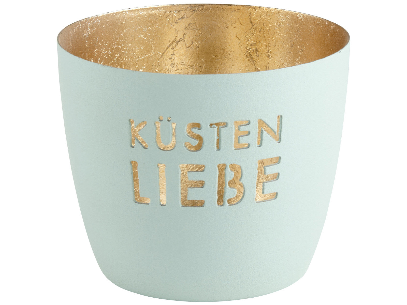 Giftcompany Madras Windlicht M Küstenliebe eisblau/gold 8,5cm Freisteller 1
