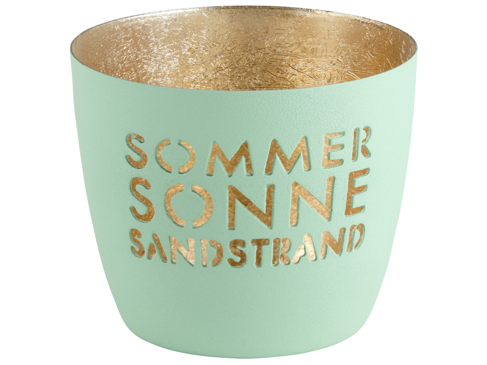 Giftcompany Madras Windlicht M Sommer, Sonne, Sandstrand aqua/gold 8,5cm Freisteller 1