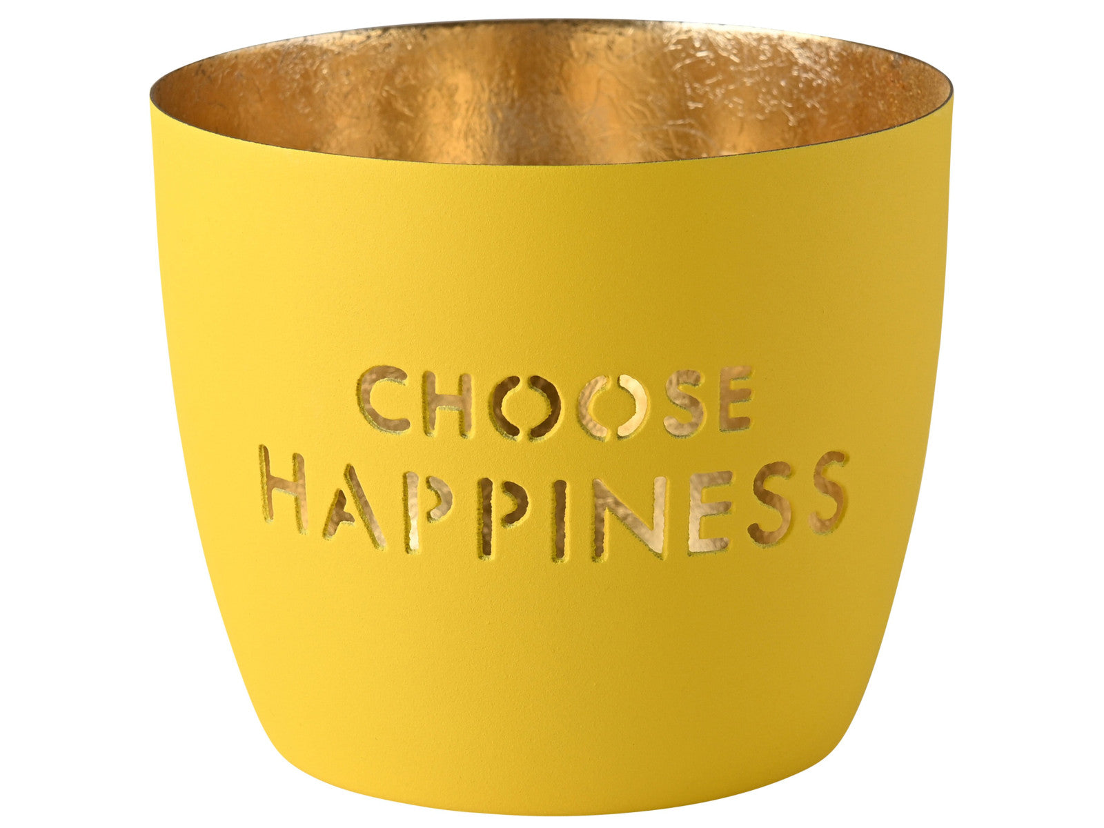 Giftcompany Madras Windlicht M Choose happiness gelb/gold 8,5cm Freisteller 1