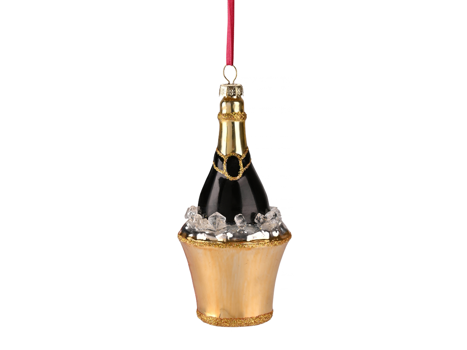 Giftcompany Hänger Champagnerflasche schwarz/gold 14,6cm (1 Stück)