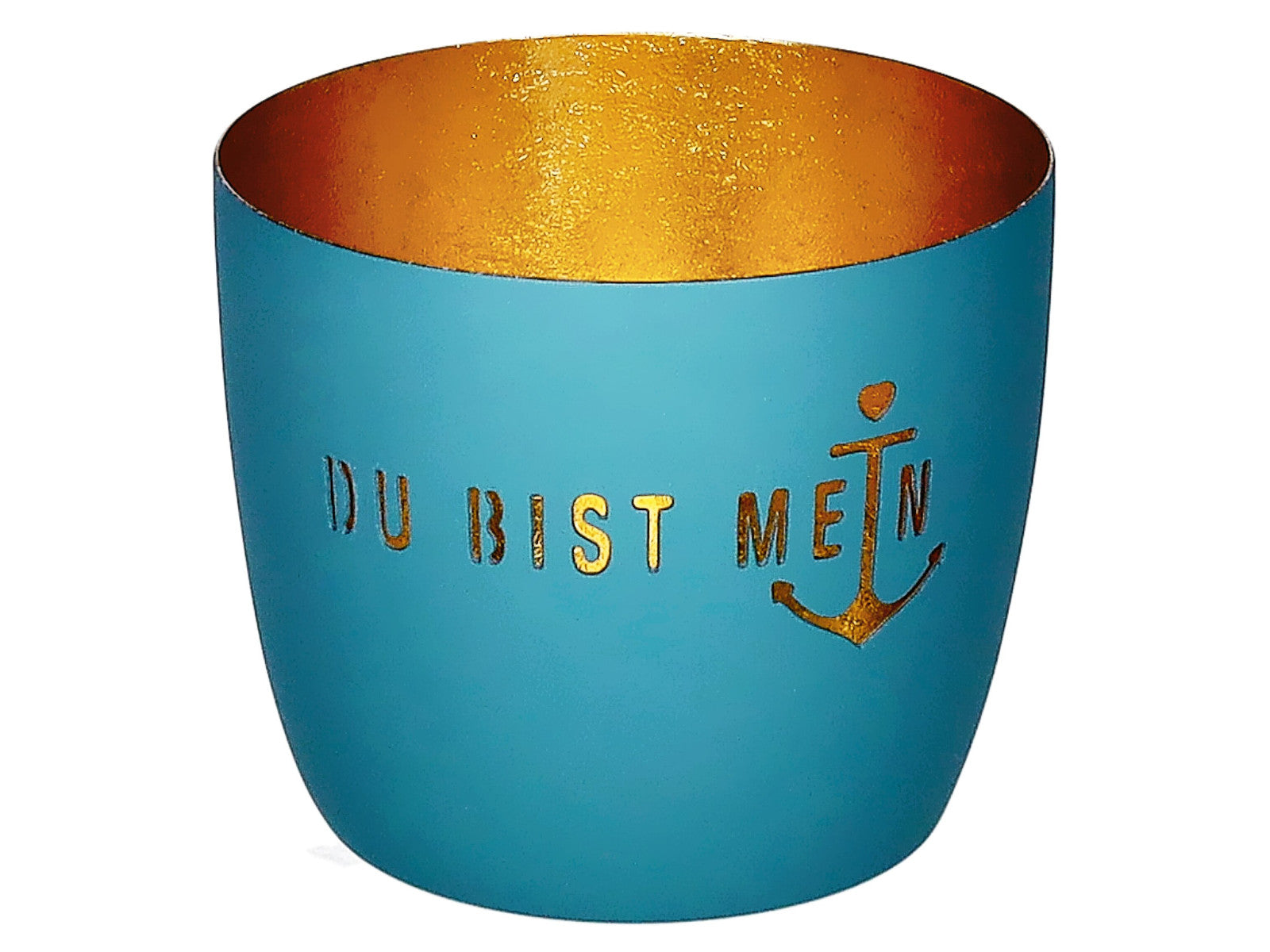 Giftcompany Madras Windlicht M Du bist mein Anker powder blue/gold 8,5cm Freisteller 1