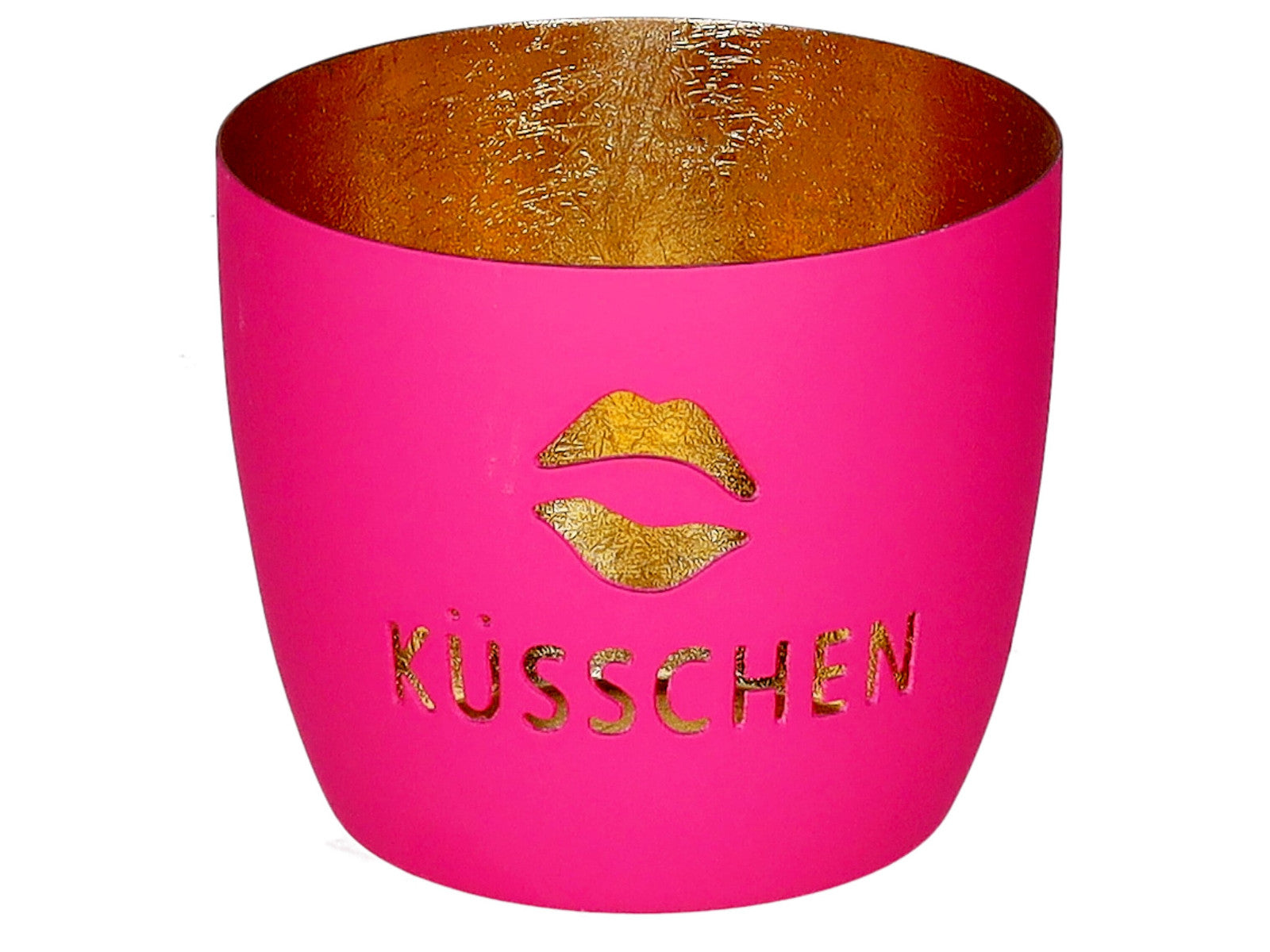 Giftcompany Madras Windlicht M Küsschen hot pink/gold 8,5cm Freisteller 1