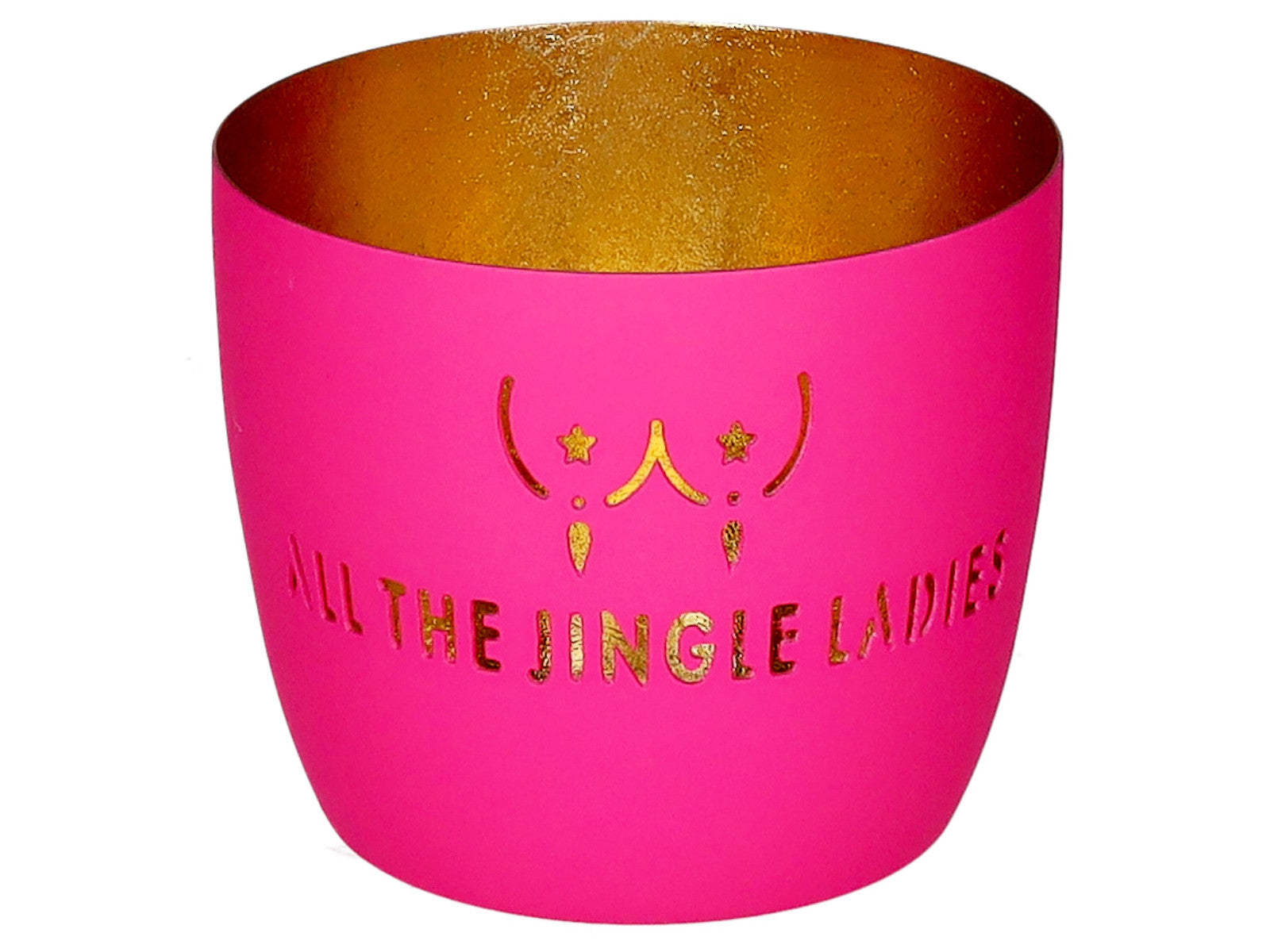 Giftcompany Madras Windlicht M All the jingle ladies hot pink/gold 8,5cm Freisteller 1