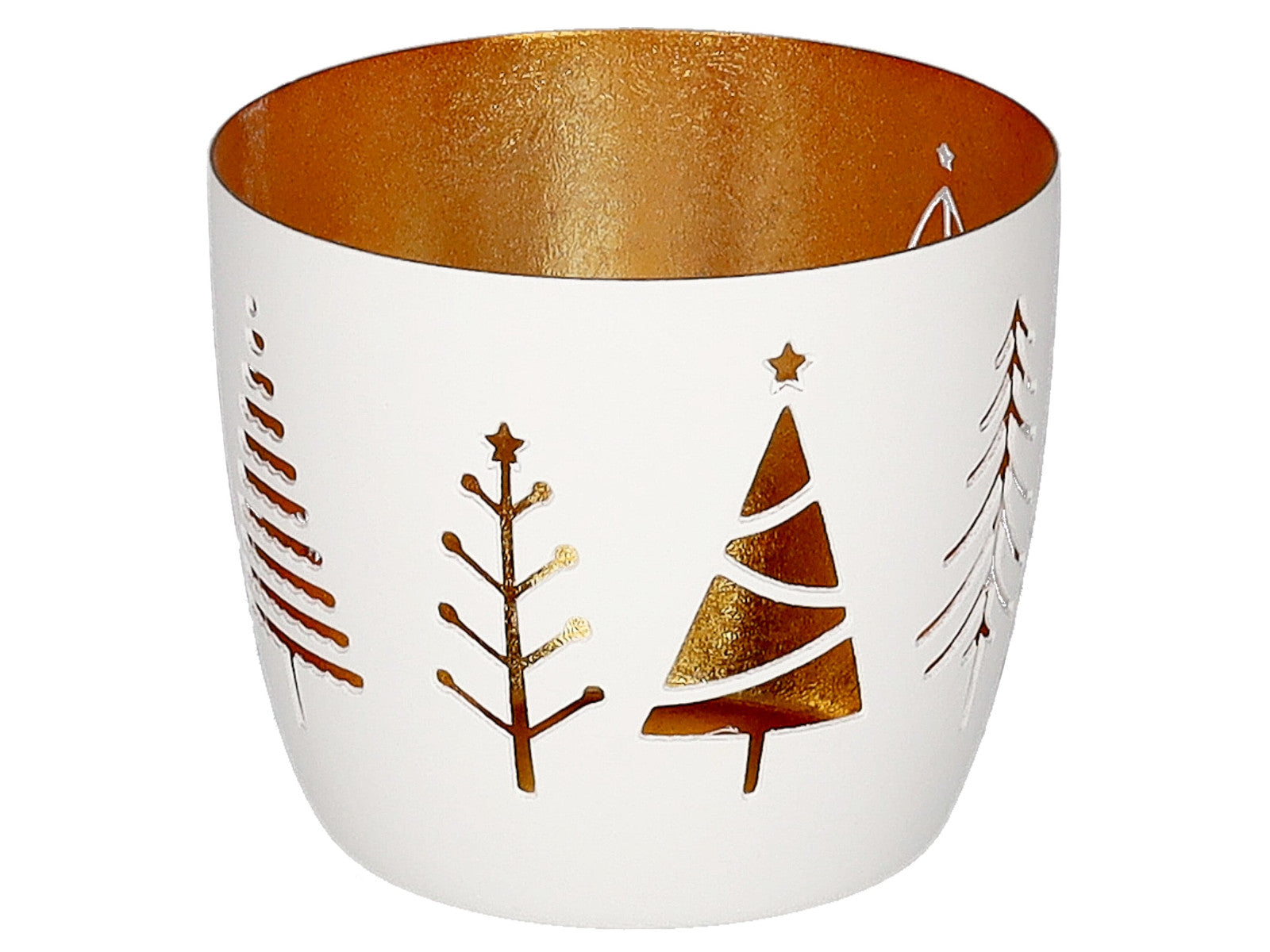 Giftcompany Madras Windlicht M Tannen weiß/gold 8,5cm Freisteller 1