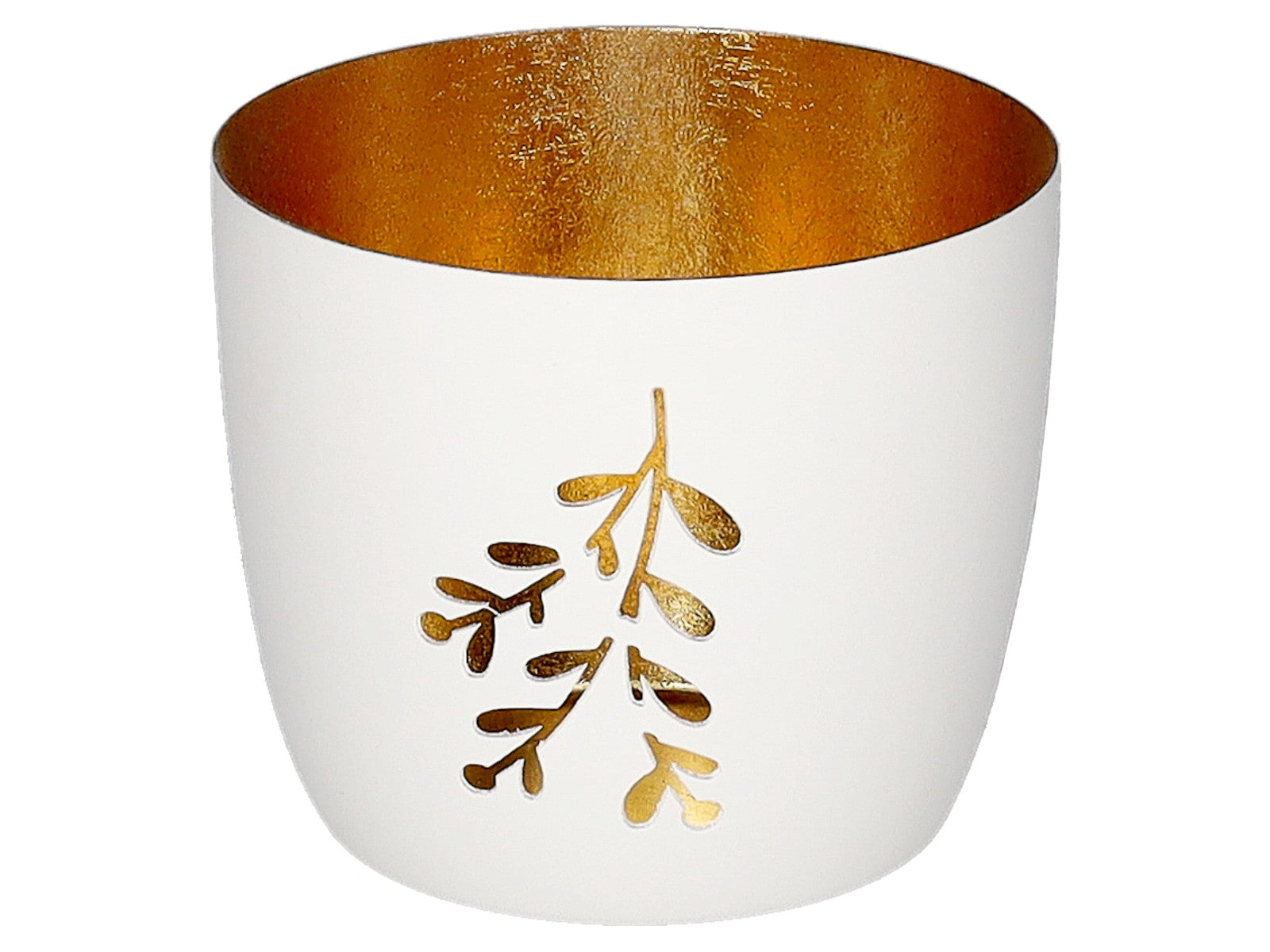 Giftcompany Madras Windlicht M Mistelzweig weiß/gold 8,5cm Freisteller 1