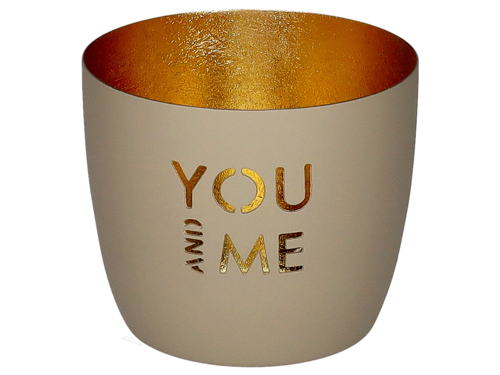 Giftcompany Madras Windlicht M You and me sandstone/gold 8,5cm Freisteller 1