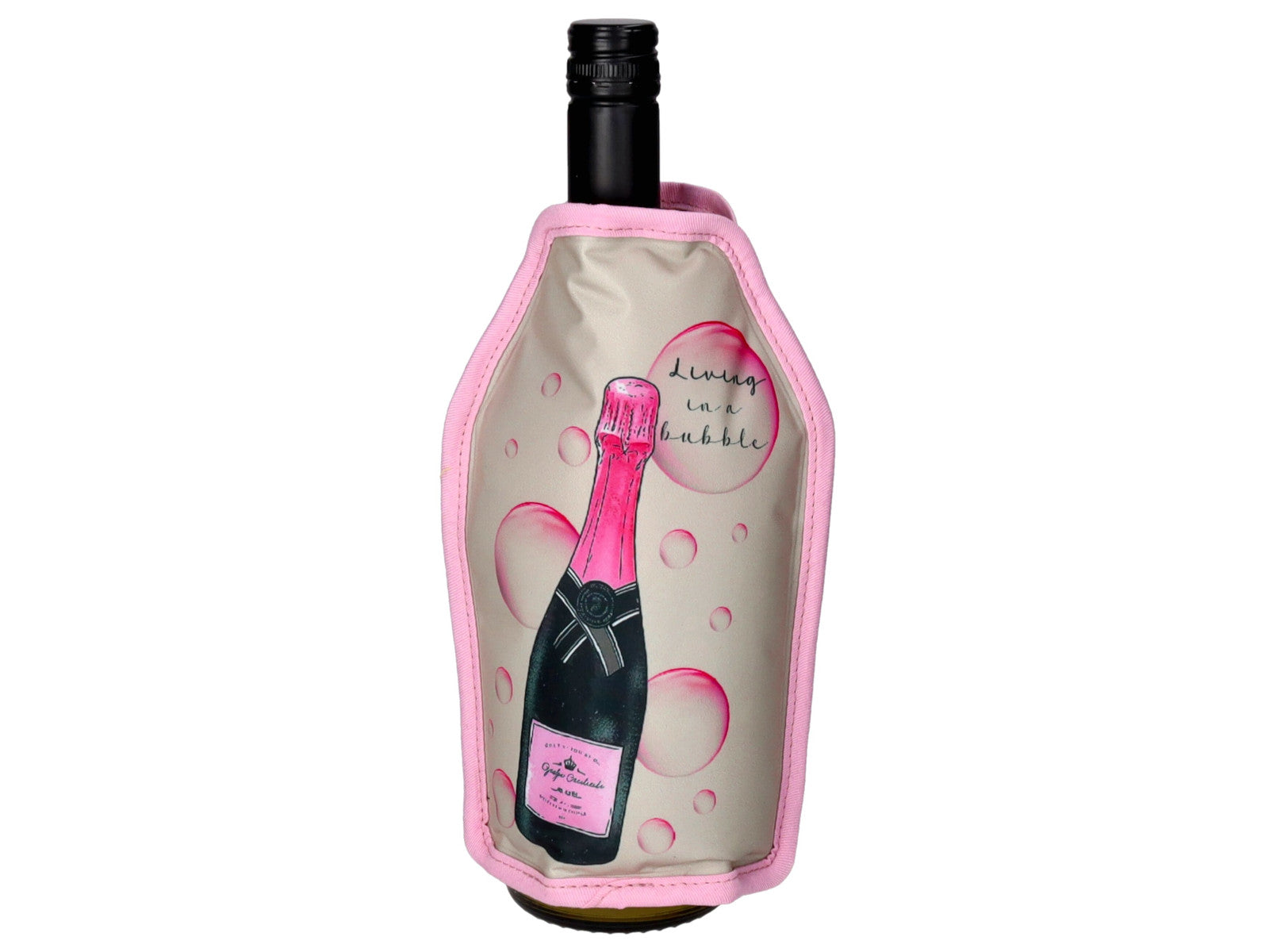 Giftcompany Froid Kühlmanschette Champagnerflasche grau/rosa 23,5cm Freisteller 1