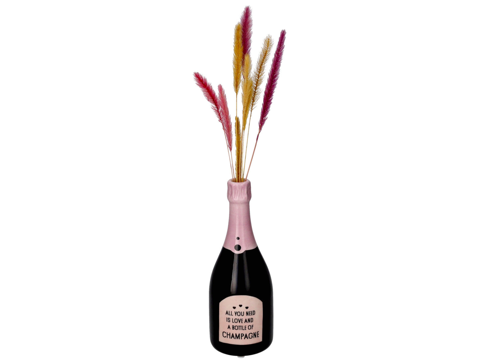Giftcompany Mignon Vase Champagnerflasche All you need schwarz/rosa 19,9cm Freisteller 1