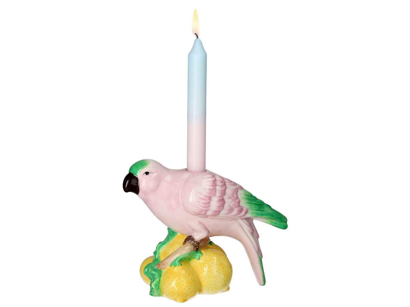 Giftcompany Mignon Kerzenhalter Papagei helllila/grün/gelb 16cm Freisteller 1