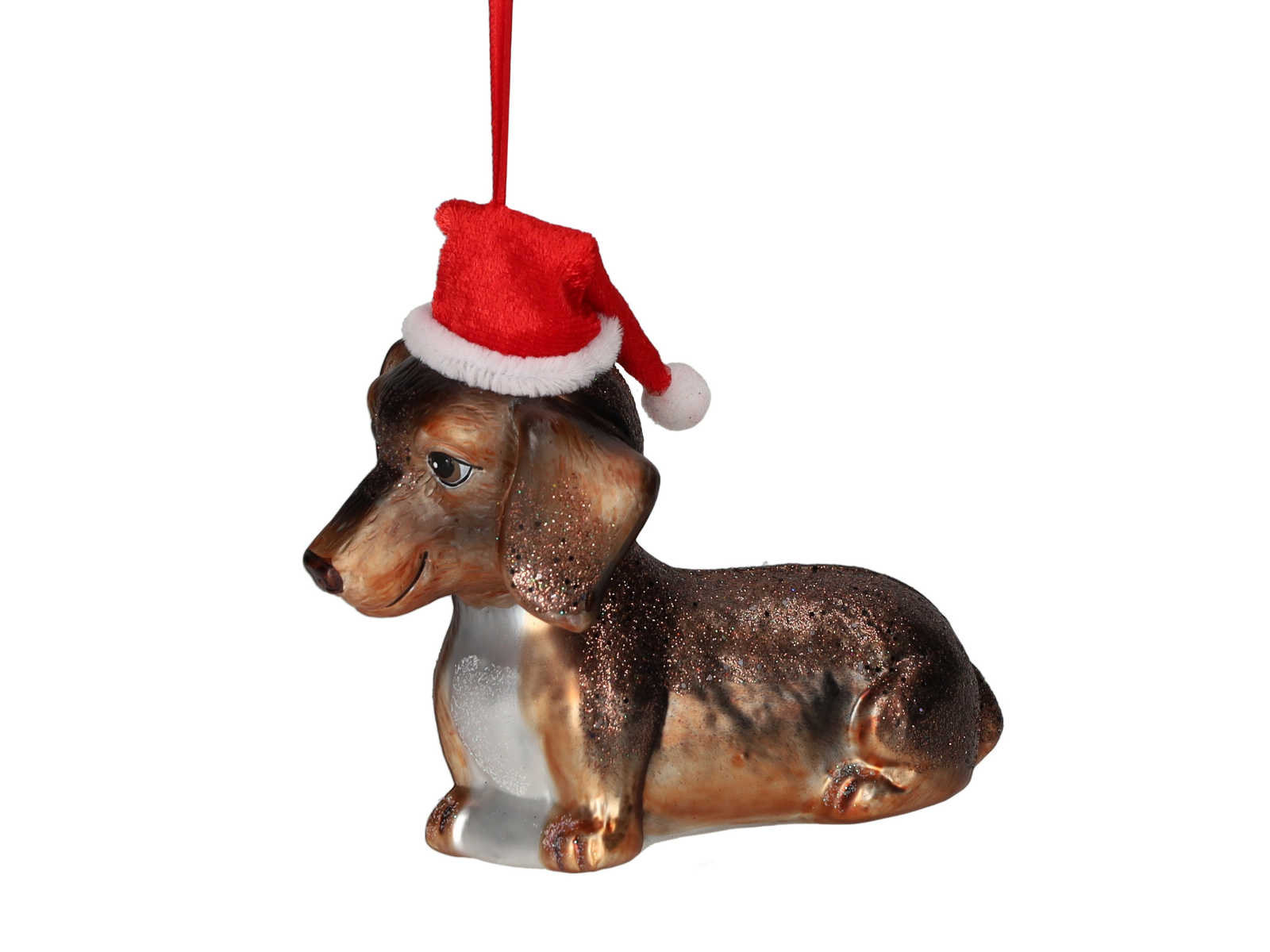 Giftcompany Hänger Dackel mit Weihnachtsmütze braun 10,2cm (1 Stück)